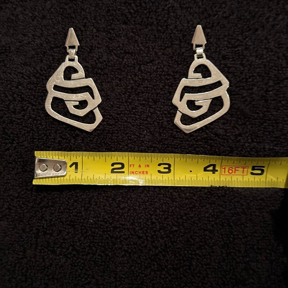 Erika Hult De Corral RIC Modernist Sculptural Sterling Silver Earrings Mexico - Picture 3 of 6